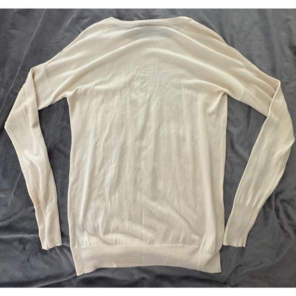 THEORY Womens Sweater Medium Beige Cream Wool Preen Tollie Long Sleeve Pocket - Picture 5 of 9